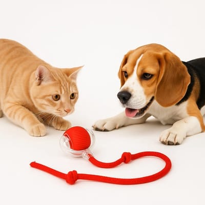 Interactief Kattenspeeltuig - Automatisch Rolkogeltje met Staart - Oplaadbaar via USB - Bewegingsgevoelig - Voor Binnenkattengedrag - Veilig en Slijtvast - Geschikt voor Alle Leeftijden