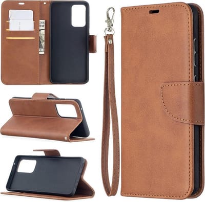MobyDefend Hoesje - Geschikt voor Samsung Galaxy A52 / A52s - Wallet Book Case Met Koord - Bruin