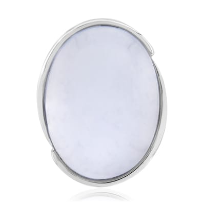 Cavill - Zilveren hanger 925 Sterling zilver geplatineerd - Blauwe chalcedoon ovale cabochon 6,69 ct - Elegante Monosono Collection - Sieraden dames