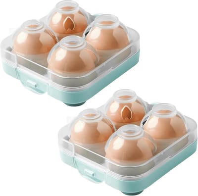 Stevige Eierhouder voor 6 Eieren - Draagbare Opbergdoos voor Koelkast, Camping en Reizen - Schokbestendige Bescherming - Set van 2
