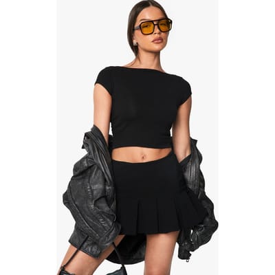 boohoo Dames Plisse Tennis Skort | Zwart | Maat: 42