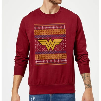 DC Wonder Woman Knit Christmas Jumper - Burgundy - M