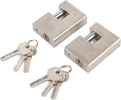 Zware Monoblock Hangslot Set van 2 Stuks, Gehard Staal met 6 Sleutels voor Hoge Beveiliging van Garagedeuren en Huizen