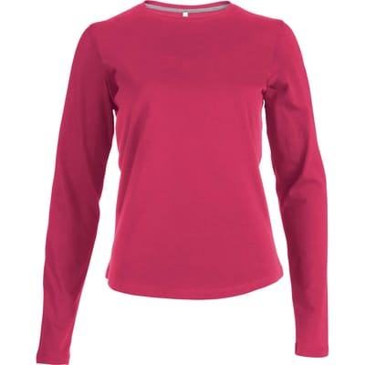 Kariban Dames T-shirt ronde hals lange mouwen K383 - Fuchsia - L