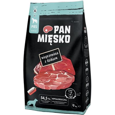 Pan Mięsko – Droog hondenvoer – Varken & Wild zwijn – Grote brokken XL – 9 kg – Natuurlijk & Hypoallergeen