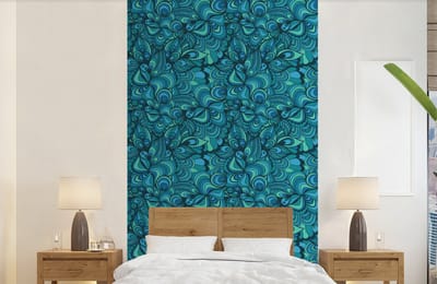 Behang - Fotobehang Design - Vintage - Blauw - Turquoise - Breedte 150 cm x hoogte 240 cm
