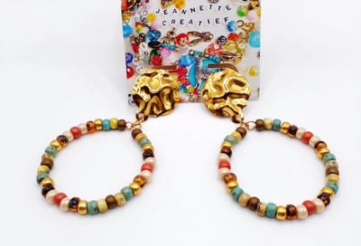 Jeannette-Creatief® - Beach - Ibiza Sieraden 6 - Oorringen - Hoops - Oorbellen - Goud - Oorbellen dames - Oorhangers - RVS oorstekers - Statement Oorbellen - Miyuki Picasso Rocailles - Handgemaakte Sieraden - Boho - Ibiza – Strand - Miyuki Oorbellen