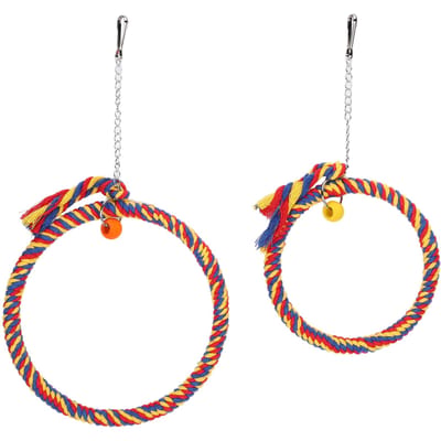 Vogel Swingend Speelgoed Papegaai Katoen Rond Hangend Touw Speelgoed Vogelkooi Stand Huisdier Accessoire(Blauw rood )