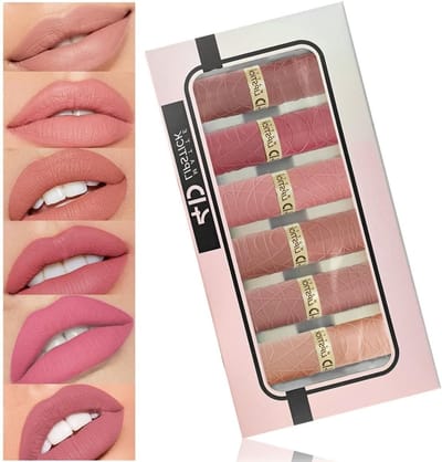 Matte Lipstick Set met 6 Stukken in Nude en Roze Tinten - 24 Uur Waterproof en Kiss Proof voor Vrouwen