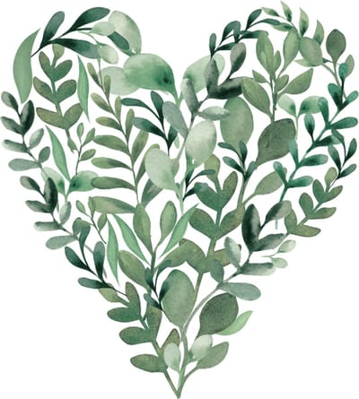 Blanco wenskaart hartje groene blaadjes – 13x13 cm – gevouwen kaart – inclusief witte envelop – stevig papier – wenskaart