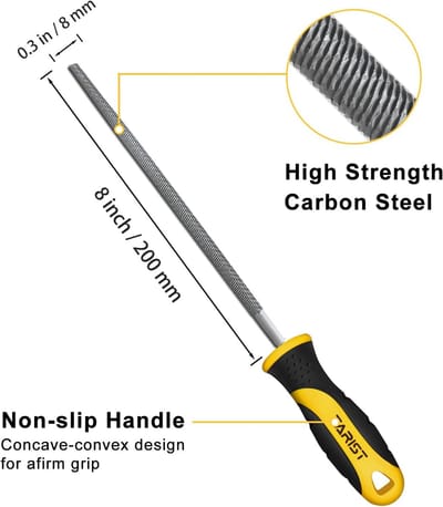 Professionele 8 Inch Ronde Metalen Vijl voor Gereedschapsslijpen - Koolstofstaal Ratstaartvijl voor Professionals en Doe-Het-Zelvers