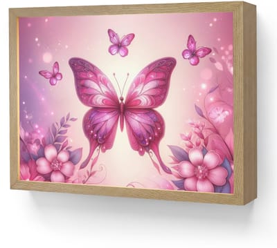 Nachtlampje 40x30 cm - Kinder lamp - Vlinder - Roze - Bloemen - Tafellamp kinderkamer draadloos - Slaapkamer lampje - Bedlamp kinderen - Kinderlampje - Wandlamp babykamer - Nachtlampjes