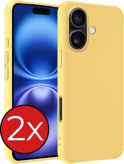 Hoesje - 2 Stuks - Geschikt voor Apple iPhone 16 - Sterk & Shockproof - Telefoonhoes - Back Cover - Case Siliconen - Telefoon Hoes - Geel