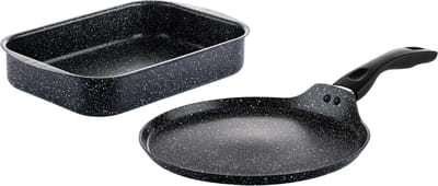 Westinghouse 2-delige set – Braadslede Ø 35 cm + Pannenkoekenpan Ø 28 cm – Inductie – Black Marble