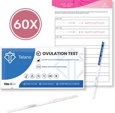 Telano Ovulatietest 60 testen Dipstick Gevoelig - 1x Zwangerschapstest strip en Ovulatiekalender