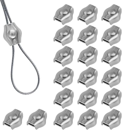 Dailygoods- Staaldraadklemmen 20 Stuks - Roestvrij Staal - M3 Draadklemmen - Enkele Bout - 1,5-3 mm Diameter - 17,5x11 mm Afmetingen - Draadklem