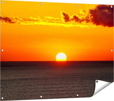 Gards Tuinposter Oranje Zonsondergang in de Oceaan - 120x90 cm - Tuindoek - Tuindecoratie - Wanddecoratie buiten - Tuinschilderij