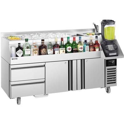 GGM Gastro Bar-Cocktail-Getränkekühltisch - 1600mm - 235 Liter - 2 Türen, 2 Schubladen & 230V Steckdose