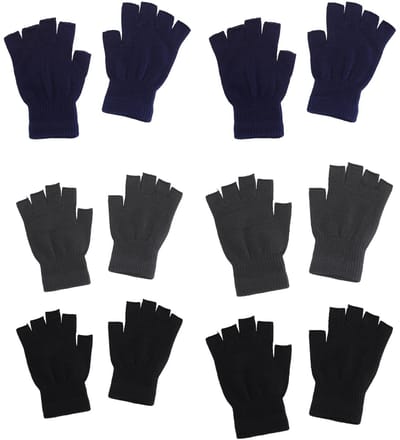 Dailygoods- Vingerloze Handschoenen - 6 Paar - Gebreide Winterhandschoenen - Thermische Handschoenen - Zacht Acryl - Vrije Maat