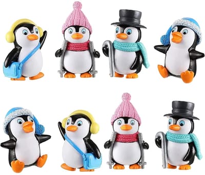 Dailygoods- Pinguïnfiguren 8 Stuks - Miniatuur Ornamenten - Dierenfiguren - Doe-het-zelf Decoratie - Bonsai/Mini-Tuindecoratie - Realistische Gezichtsuitdrukking - Dierenornamenten