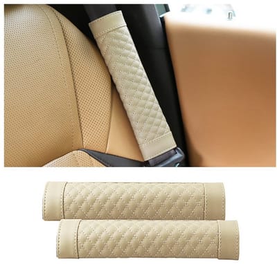 Dailygoods- Autogordelkussen 2 Stuks - PU-lederen Schouderbeschermer - Comfortabele Autogordelbescherming - Verstelbare Klittenbandsluiting - Zacht en Gemakkelijk te Reinigen - Afmetingen 16 x 23 cm - Gordelhoes