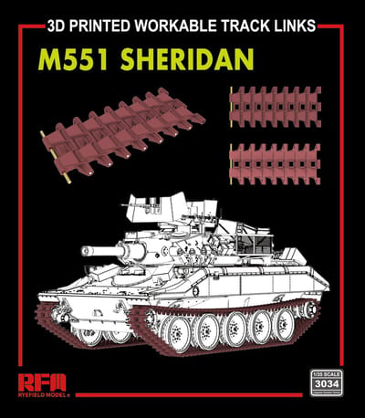Rye Field Model Modelbouwpakket - 3034 Beweegbare Rupsbanden 3D-geprint voor M551 Sheridan Resin onderdeel - 1:35 - Modelbouw