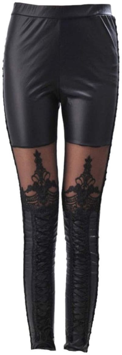 Dailygoods - Gothic punkbroek - Buisbroek - Hoog getailleerd - Zwart - Leren leggings - Comfortabel en flexibel - Geschikt voor dames - Zwart