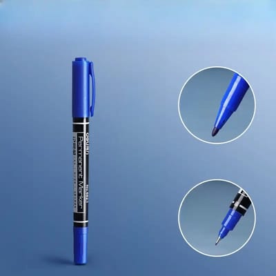 Dubbelzijdige Permanente Marker Blauw – Blauwe Stift – Fijne & Brede Punt – Watervaste Permanent Marker – Voor Papier, Karton, Kunststof, Glas, Metaal en Hout