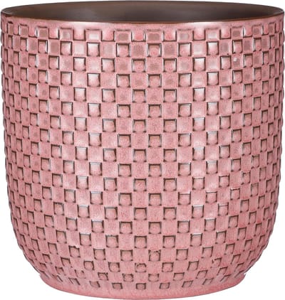 Mica Decorations Bloempot - roze - patroon - D19 en H17.5 cm - keramiek - plantenpot