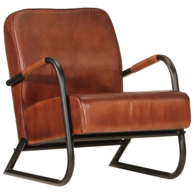 vidaXL - Fauteuil - echt - leer - bruin