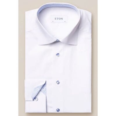 Eton Overhemd Uni Fine Twill Stretch Wit / male