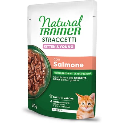 Natural Trainer Straccetti Kitten & Jonge reepjes in saus zalm natvoer voor katten