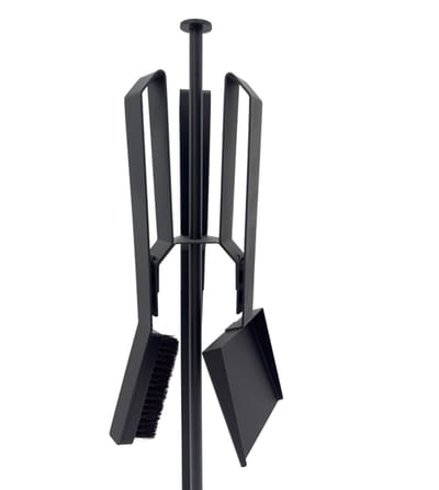 Haardset Deens Design 3-delig zwart Round met schep, bezem en pook - haardset - houtkachel - 3-delig