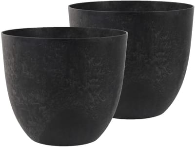 Ter Steege Plantenpot - 2x - zwart - kunststof - D38 x H33 cm - bloempot