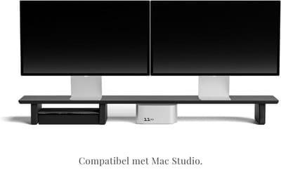 Thuys – Desk Shelf Cockpit System – Monitorstandaard En Bureau Organizer – Zwart Hout