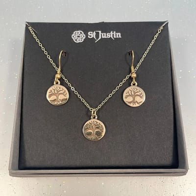 St. Justin, Sieraden set, Bronzen “kleine levensboom” set(BSET949)