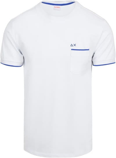 Sun68 Piqué T-Shirt Fluo Stripe Wit - Maat M - Heren