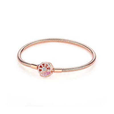 Fler® | Rosegouden Armband - 20cm | Armband Zilver | 925 sterling zilver | geschikt voor alle populaire bedel collecties (standaard - 3mm) | Elegante dames armband | Valentijnsdag Cadeau | Sinterklaas kado | Kerstcadeau | Verjaardagsgeschenk