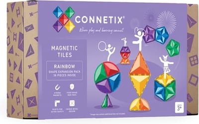 CONNETIX - Magnetisch Tegels - Regenboog Vorm Uitbreidingspakket - 36 Stuks - Magnetisch Speelgoed