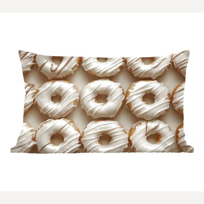 Sierkussens - Kussentjes Woonkamer - 60x40 cm - Donuts - Chocolade - Wit - Beige