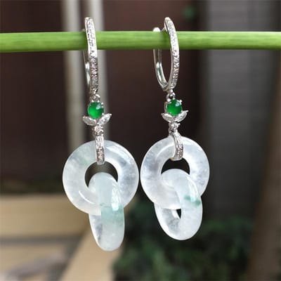 Natuurlijke Ijszaad Chalcedoon Witte Ineengrijpende Oorbellen voor Vrouwen Klassieke Vintage Fijne Sieraden Luxe Dagelijkse Oorbel Cadeau gray
