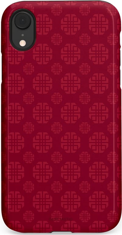 Casetastic Hoesje Geschikt voor Apple iPhone Xr - Stijlvolle Beschermende Duo-layer Case - Oosters Rood