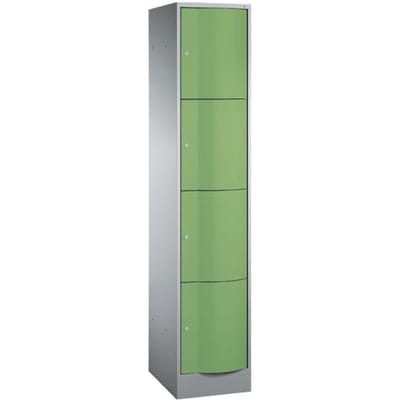 C+P Resisto lockerkast, 1 vak, 4 vakken, B 396 x D 540 x H 1950 mm, lichtgrijs/kleedgroen