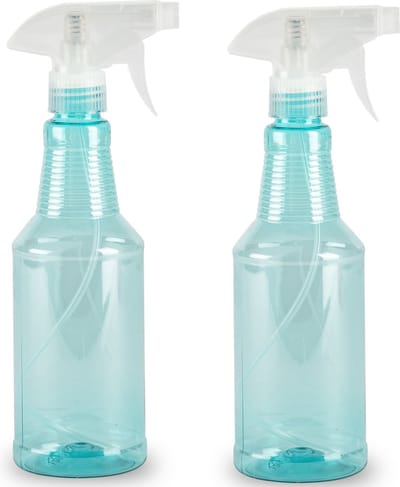 Plasticforte Plantenspuit met een inhoud van 500 ml - 2x - transparant blauw - verstuiver - 18 cm - kunststof