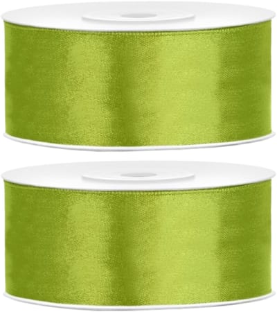 Partydeco Cadeaulint - 2x - groen - 2,5 cm x 25 meter - satijn - sierlint - inpakken - decoratie