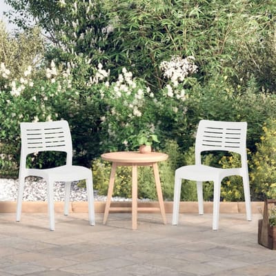Tuinstoelen - Terrasstoelen Balkonstoelen - Buiten Zitten - Ergonomische Rugleuning - 2 stuks - Wit