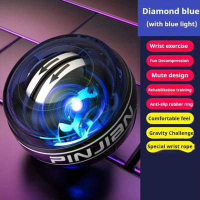 Pols Krachtbal Luminescentie Fitness Arm Grip Kracht Machine Zelfstartend Metaal Stil Centrifugaal Draagbaar Fitness blue