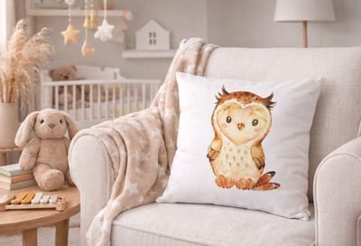 Velvet Baby Animals Collection kussenhoes - babykamer - kinderkamer - Uil - 45x45 cm