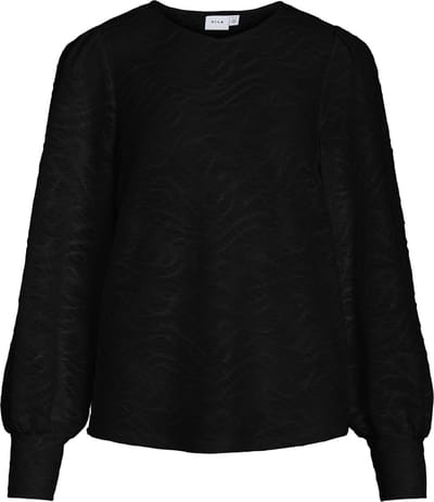 Vila Blouse Vifina L/s O-neck Top - Noos 14107438 Black Dames Maat - S