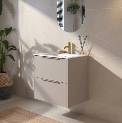 Saqu Lima Badkamermeubel Set - 61x46 cm - Voorgemonteerd - Mat Greige - Wastafelmeubel - Badmeubel